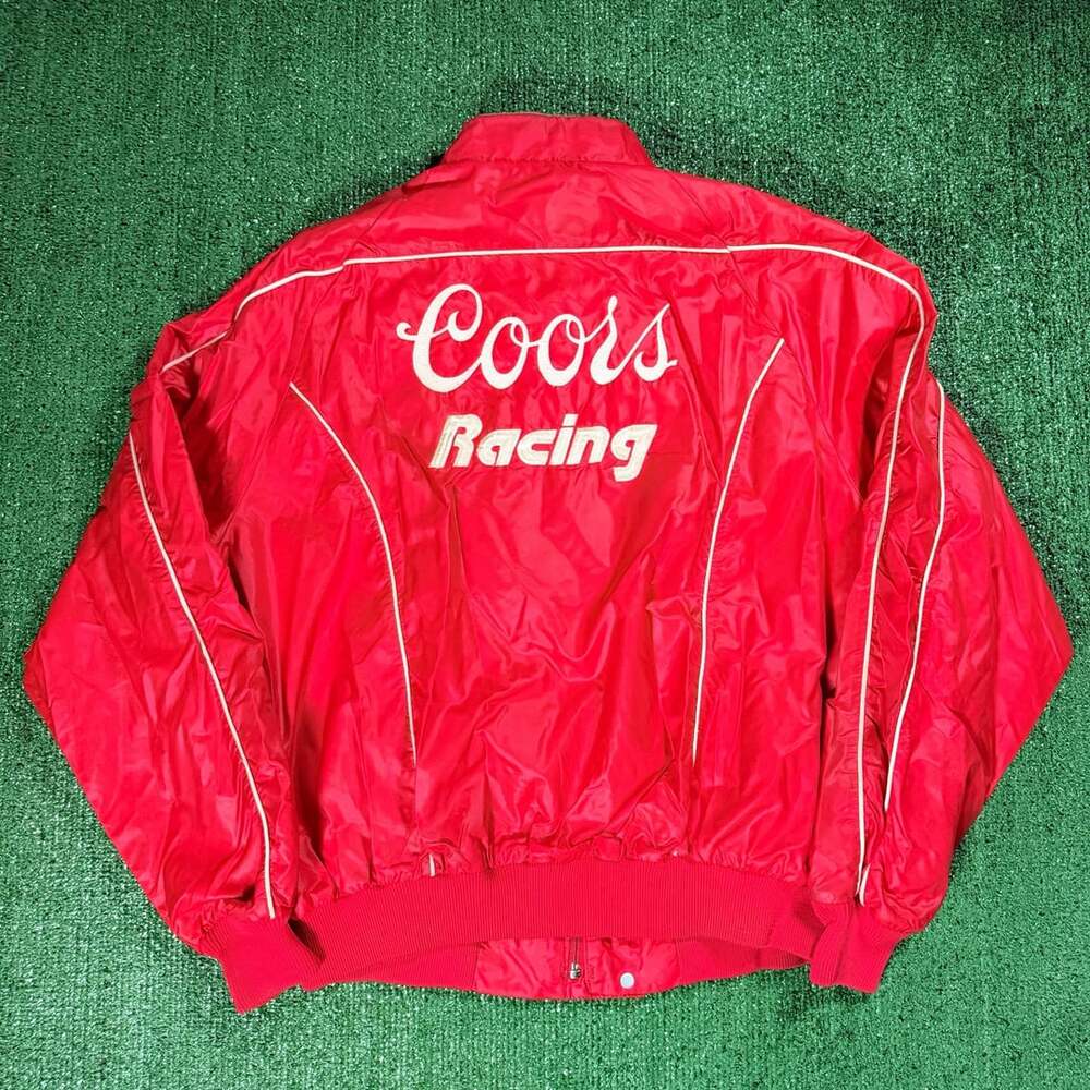 Vintage 80s King Louie Pro Fit Coors Racing Jacket Size Large Red Nylon